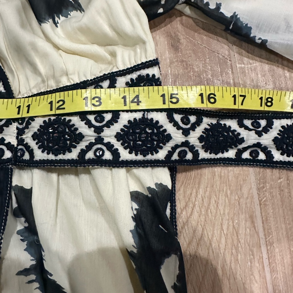 🆕CALLING JUNE Wrap Around Design, Belted, Embroidered Cotton Mini Dress SZ M - Picture 7 of 9